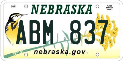 NE license plate ABM837