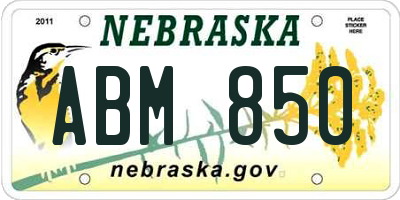 NE license plate ABM850