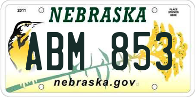 NE license plate ABM853