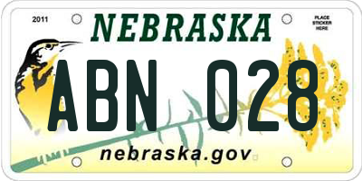 NE license plate ABN028