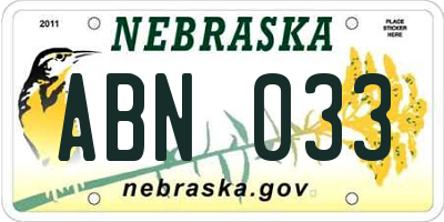 NE license plate ABN033