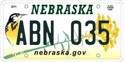 NE license plate ABN035