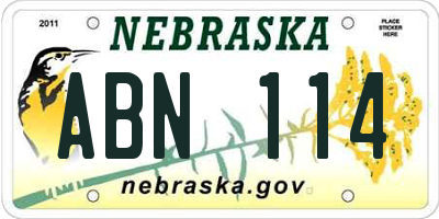 NE license plate ABN114