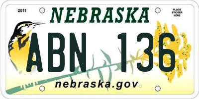NE license plate ABN136