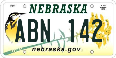 NE license plate ABN142
