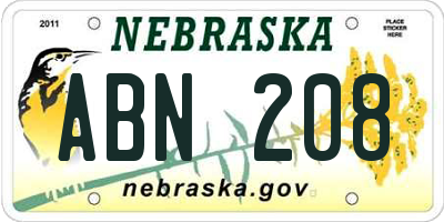 NE license plate ABN208