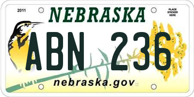 NE license plate ABN236