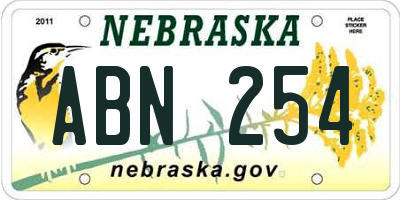 NE license plate ABN254