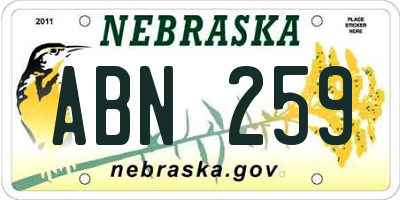 NE license plate ABN259