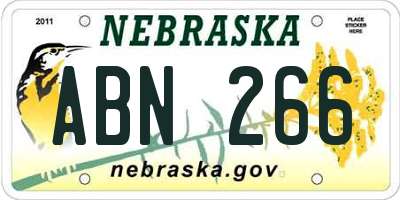 NE license plate ABN266