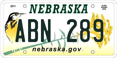 NE license plate ABN289