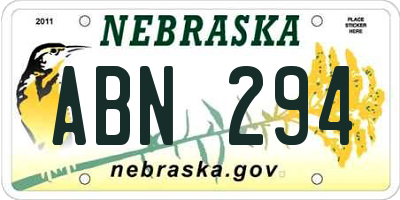 NE license plate ABN294