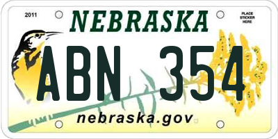 NE license plate ABN354
