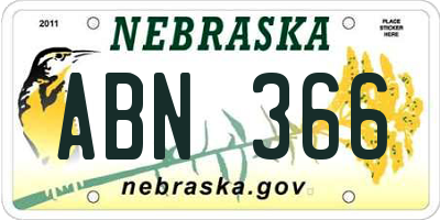 NE license plate ABN366