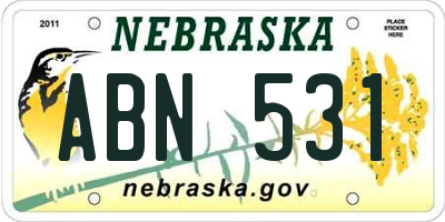 NE license plate ABN531