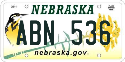 NE license plate ABN536