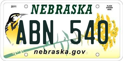 NE license plate ABN540