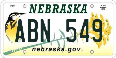 NE license plate ABN549