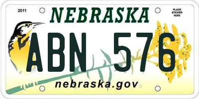 NE license plate ABN576