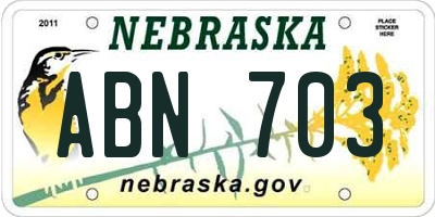 NE license plate ABN703