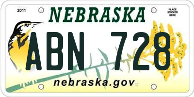 NE license plate ABN728