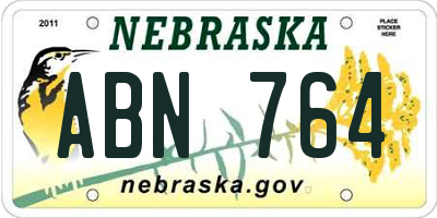 NE license plate ABN764