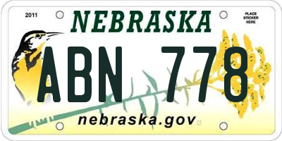 NE license plate ABN778