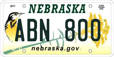 NE license plate ABN800