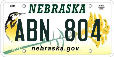 NE license plate ABN804