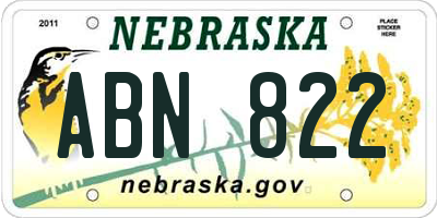 NE license plate ABN822