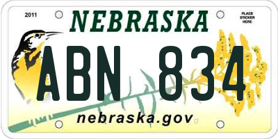 NE license plate ABN834