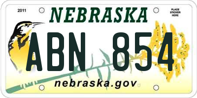 NE license plate ABN854