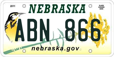 NE license plate ABN866