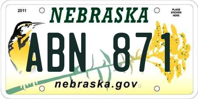 NE license plate ABN871