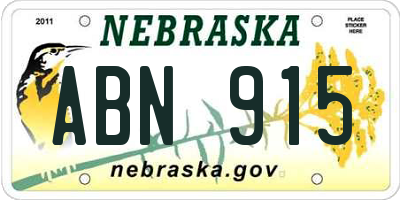 NE license plate ABN915