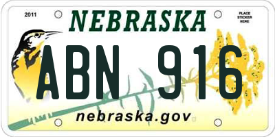 NE license plate ABN916