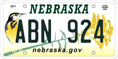 NE license plate ABN924