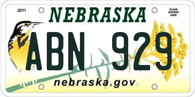 NE license plate ABN929