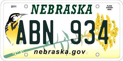 NE license plate ABN934