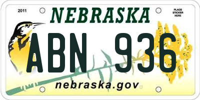 NE license plate ABN936