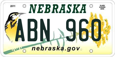 NE license plate ABN960