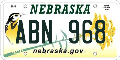 NE license plate ABN968