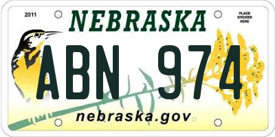 NE license plate ABN974