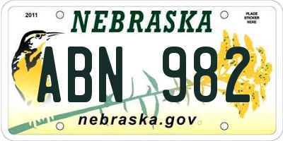 NE license plate ABN982