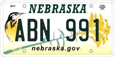 NE license plate ABN991