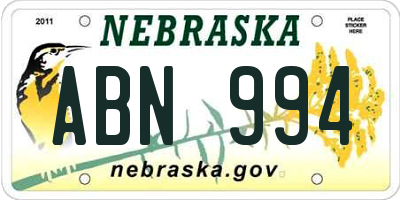 NE license plate ABN994