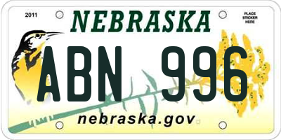 NE license plate ABN996