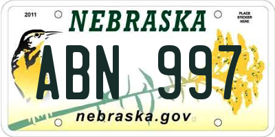 NE license plate ABN997