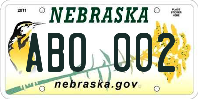 NE license plate ABO002