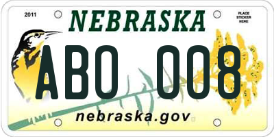 NE license plate ABO008